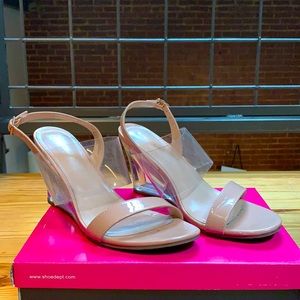 Clear Strap Wedges - Nude, 7